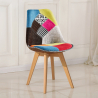 Buy Dining Chair Brielle Upholstered Scandi Design Wooden Legs Premium New Edition - Patchwork Fiona Multicolour 59971 - prices